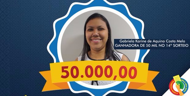 gabriela ganhadora do 14 sorteio